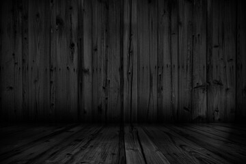 Empty room, black wooden texture.