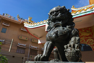 Chinese Stone Lion in Chinese Temple