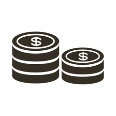 coins money dollars silhouette style icon