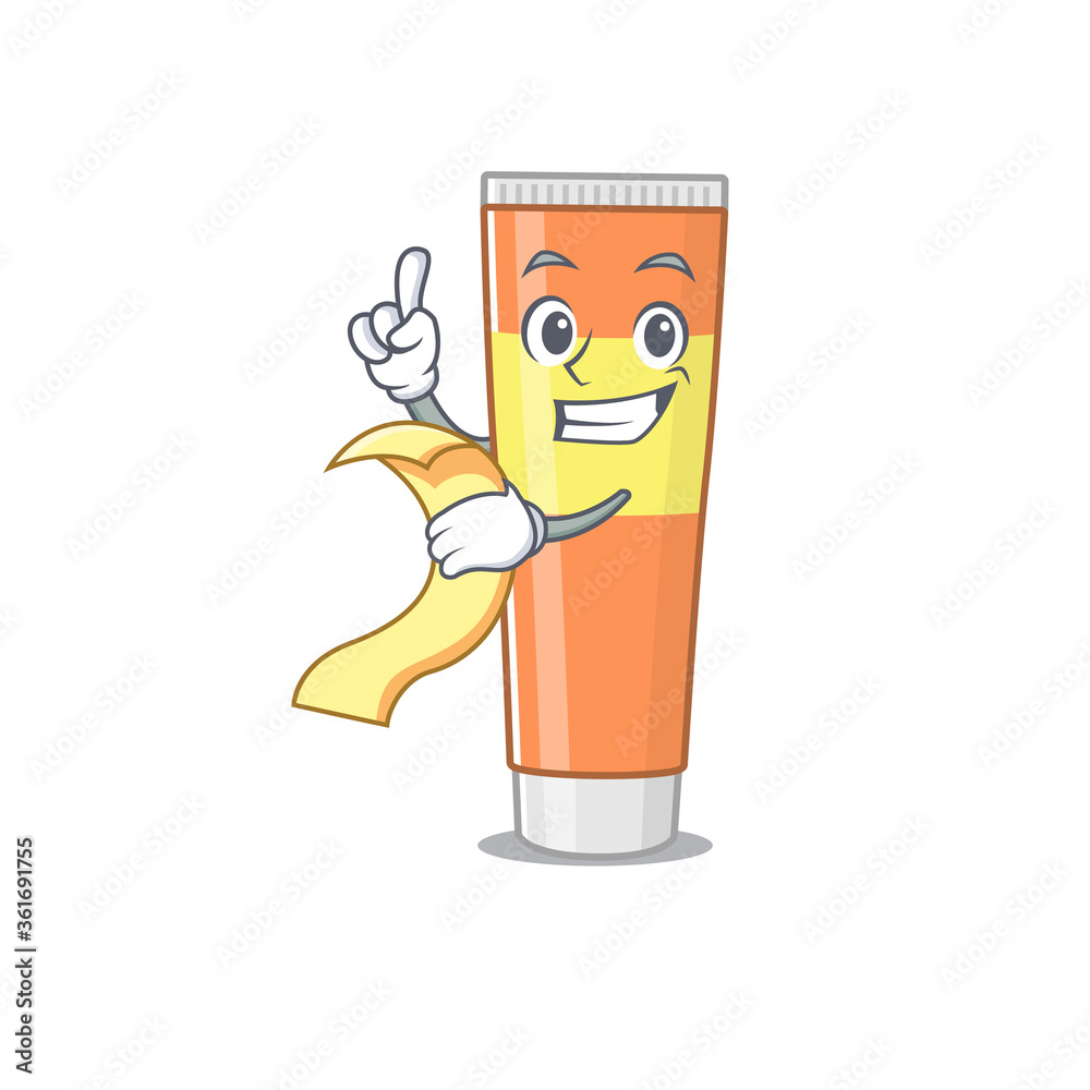 Canvas Prints toothpaste mascot character style with food and beverage menu on his hand