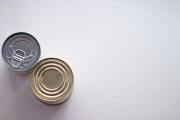Tin cans on a white background