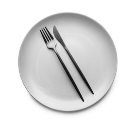 Simple table setting on white background