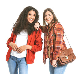 Young women on white background