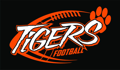 tigers football team design with large paw print and ball for school, college or league © EarlFergusonClipart