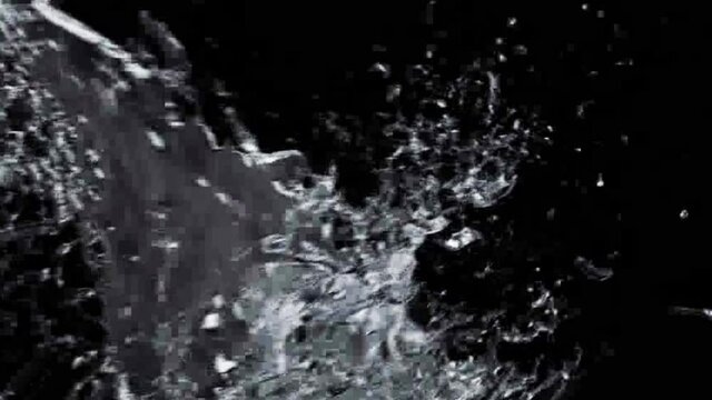 Water splash background 4k video in black png background.