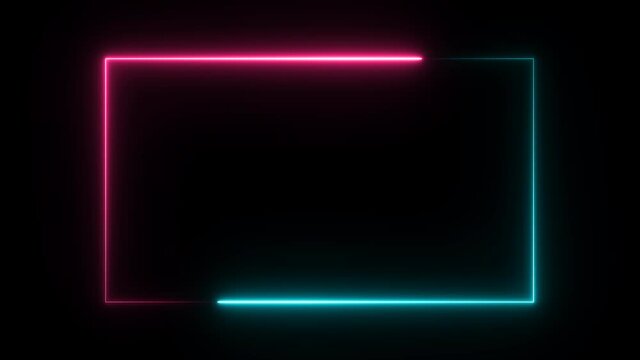 Neon Light Motion Abstract Background Square shape Abstract background Neon scene Pattern LED Screen Technology.