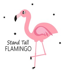 cute flamingo summer vector  card illustration