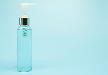Hand sanitizer on a blue background