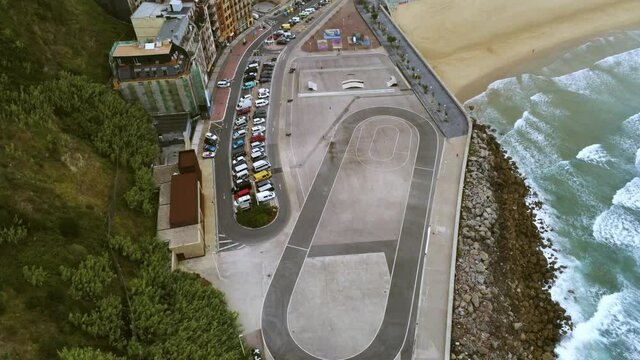 San Sebastian. Aerial view in the beautiful city of  the Basque Country. Spain. Drone Footage