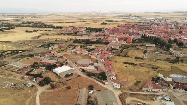 Santo Domingo de la Calzada, village of La Rioja,Spain. Drone Footage