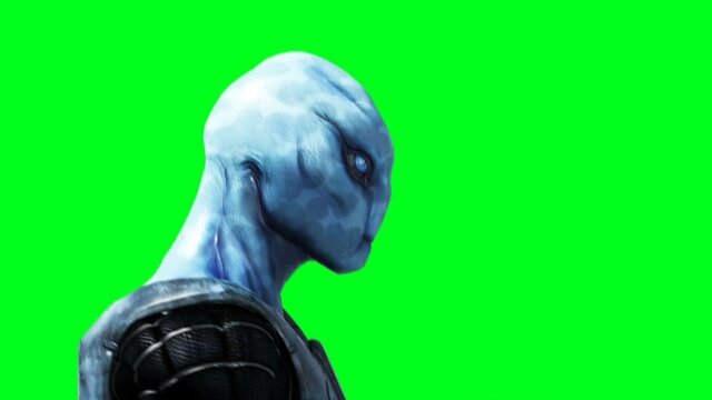 Military alien animation. Phisical, motion blur. Realistic 4k green screen animation.