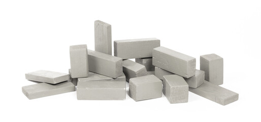 Vintage grey building block isolated on white