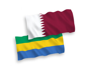 Flags of Gabon and Qatar on a white background
