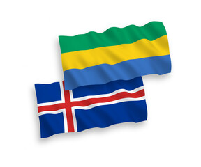 Flags of Gabon and Iceland on a white background
