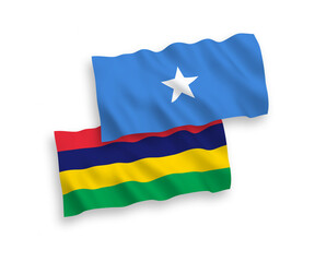 Flags of Mauritius and Somalia on a white background