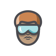 African American men with glasses. Vector Cartoon illustration