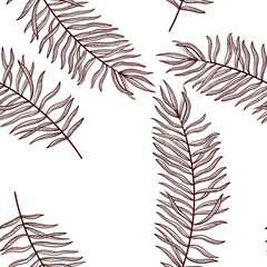 vector drawing seamless pattern with palm leaf