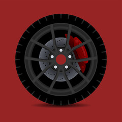 Fototapeta premium Sports car rim. car tyre collection isolated graphic design for modern transportation car.