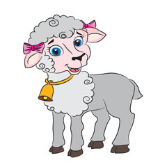 funny gray sheep on a white background