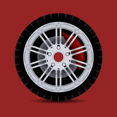 Fototapeta premium Sports car rim. car tyre collection isolated graphic design for modern transportation car.