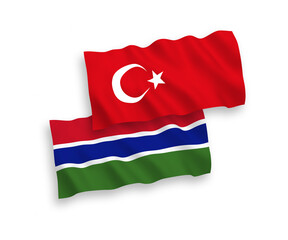 Flags of Turkey and Republic of Gambia on a white background
