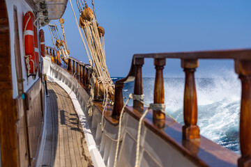 Fototapeta na wymiar Sailing ship in the Aegean sea