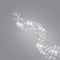 Vector sparkling falling star. Stardust trail. Glow light effect. Vector illustration. Christmas flash Concept.