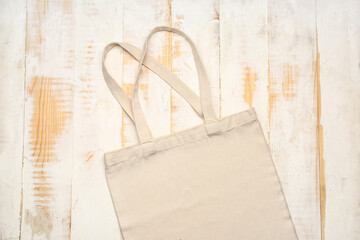 Obraz na płótnie Canvas Eco bag on wooden background