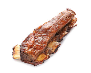 Tasty beef short ribs on white background