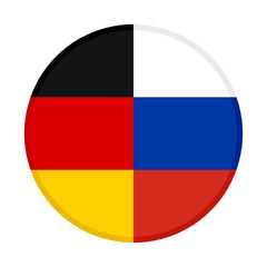 round icon with germany and russia flags. vector illustration isolated on white background