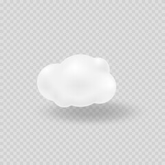 Realistic vector image of white cloud with shadow.