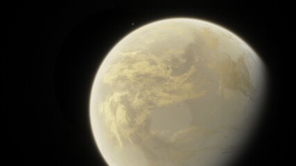 realistic exoplanet, beautiful alien planet in far space, detailed planet surface, science fiction wallpaper, cosmic landscape 3d render