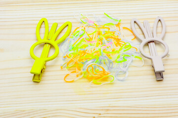 Hair accessories. Woman hair items stylist salon flowers elastic bands bows hoops, accessory for care and clip hairline,