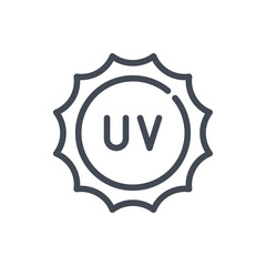 UV Protection line icon. Sun with Ultraviolet symbol vector outline sign.