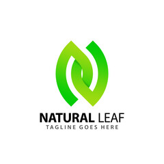 Abstract Letter N Natural Leaf Company Logos Design Vector Illustration Template