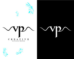 vp, pv letters creative handwriting  Logo design Template Vector