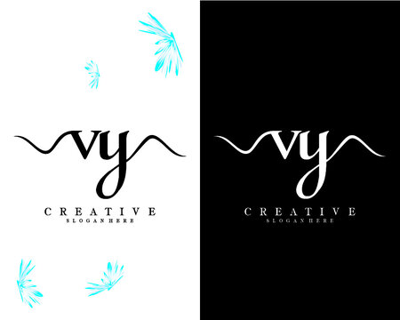 vy, yv letters creative handwriting  Logo design Template Vector