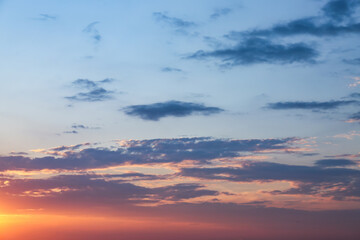 Fototapeta na wymiar View of beautiful sky with clouds in evening