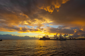 Fototapeta na wymiar Rhodes island in Greece at sunrise