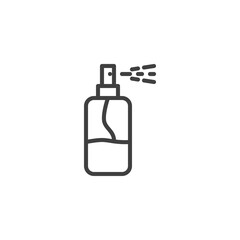 Hand sanitizer spray line icon. linear style sign for mobile concept and web design. Antibacterial Sanitizer bottle outline vector icon. Symbol, logo illustration. Vector graphics