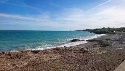 beautiful view of the coast of the sea