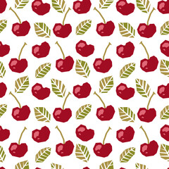Seamless pattern of abstract cherry. Paper cut modern contemporary style. Vector