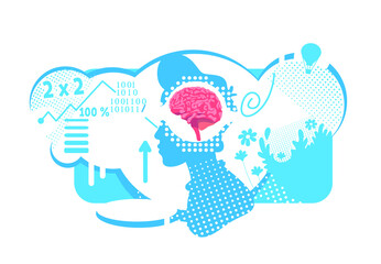 Brain hemispheres functions flat concept vector illustration