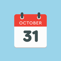 Fototapeta premium Calendar icon day 31 October, template icon date