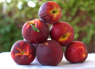 Fresh juicy peach fruit organic food