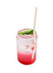 Apple Soda Water On Isolated White Background