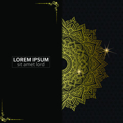Luxury gold mandala ornate background for wedding invitation, book cover