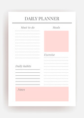 Planner sheet vector. Printable vertical notebook page