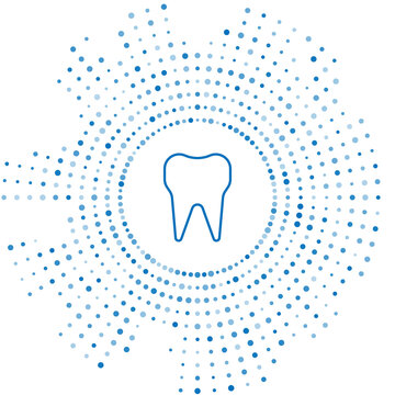 recommend clip art: Blue line Tooth icon isolated on white background. Tooth symbol for dentistry clinic or dentist medical center and toothpaste package. Abstract circle random dots. Vector Illustration