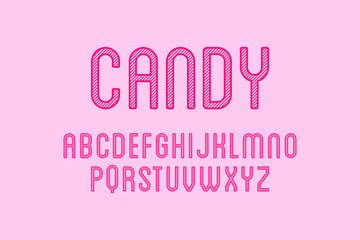 Playful rounded alphabets with stripe line vector